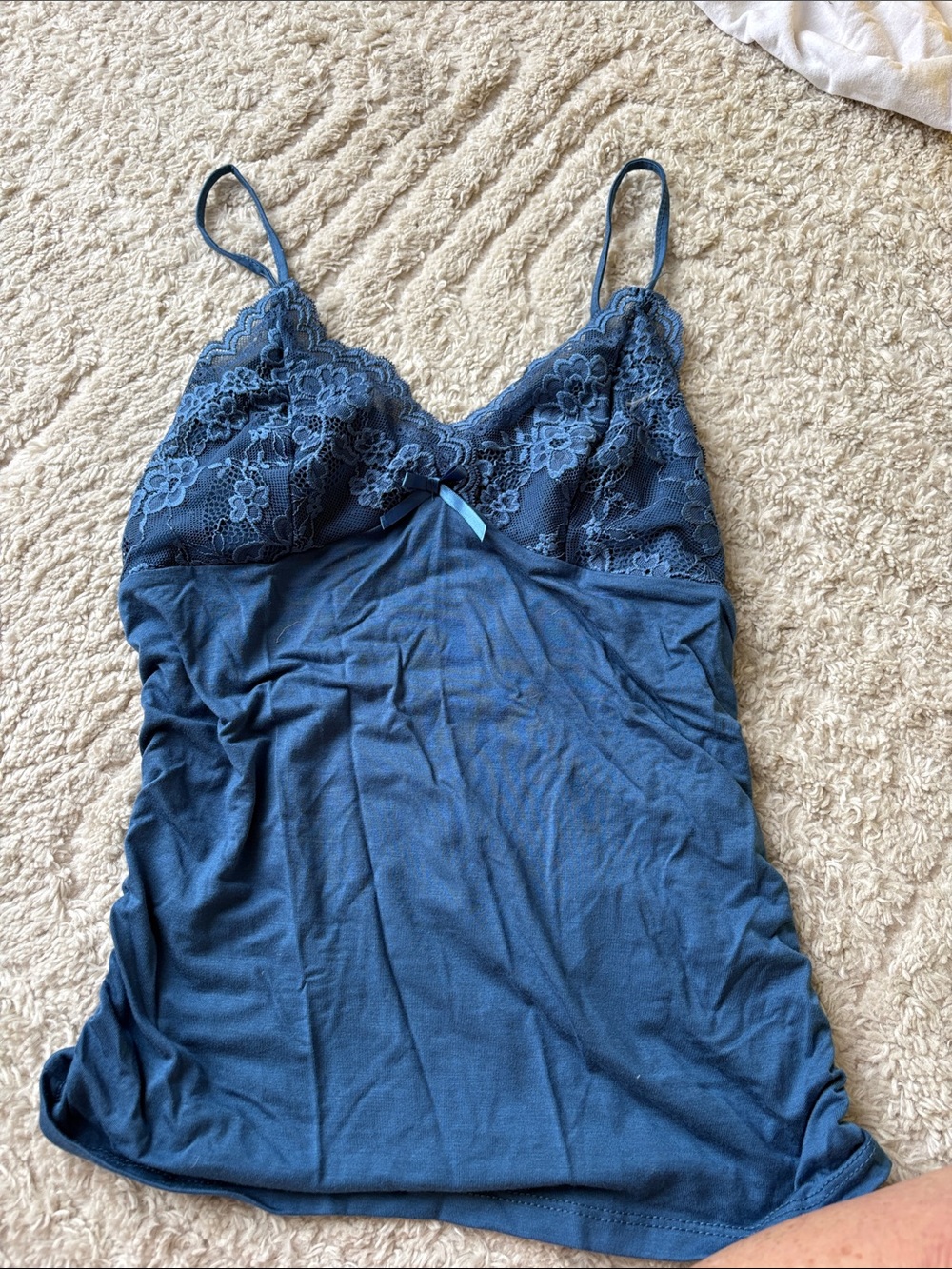 Blue Lace Trim Camisole Tank Top